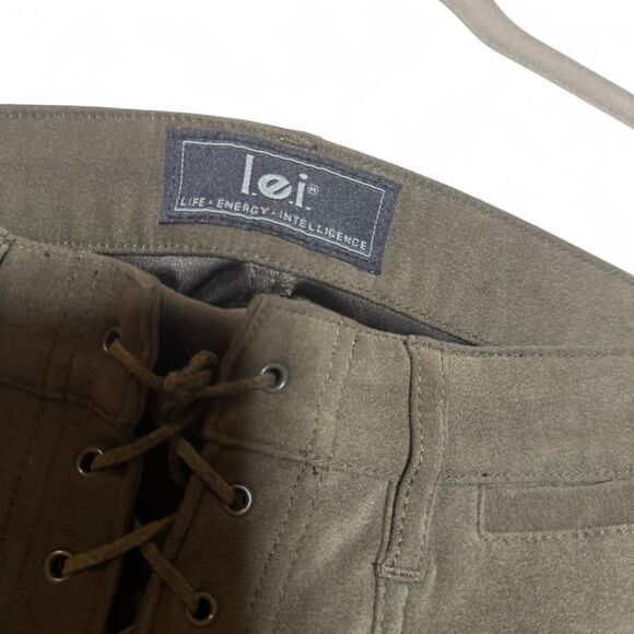 LEI Y2K Green Lace Up Flare Pants Size 9 - Picture 6 of 8